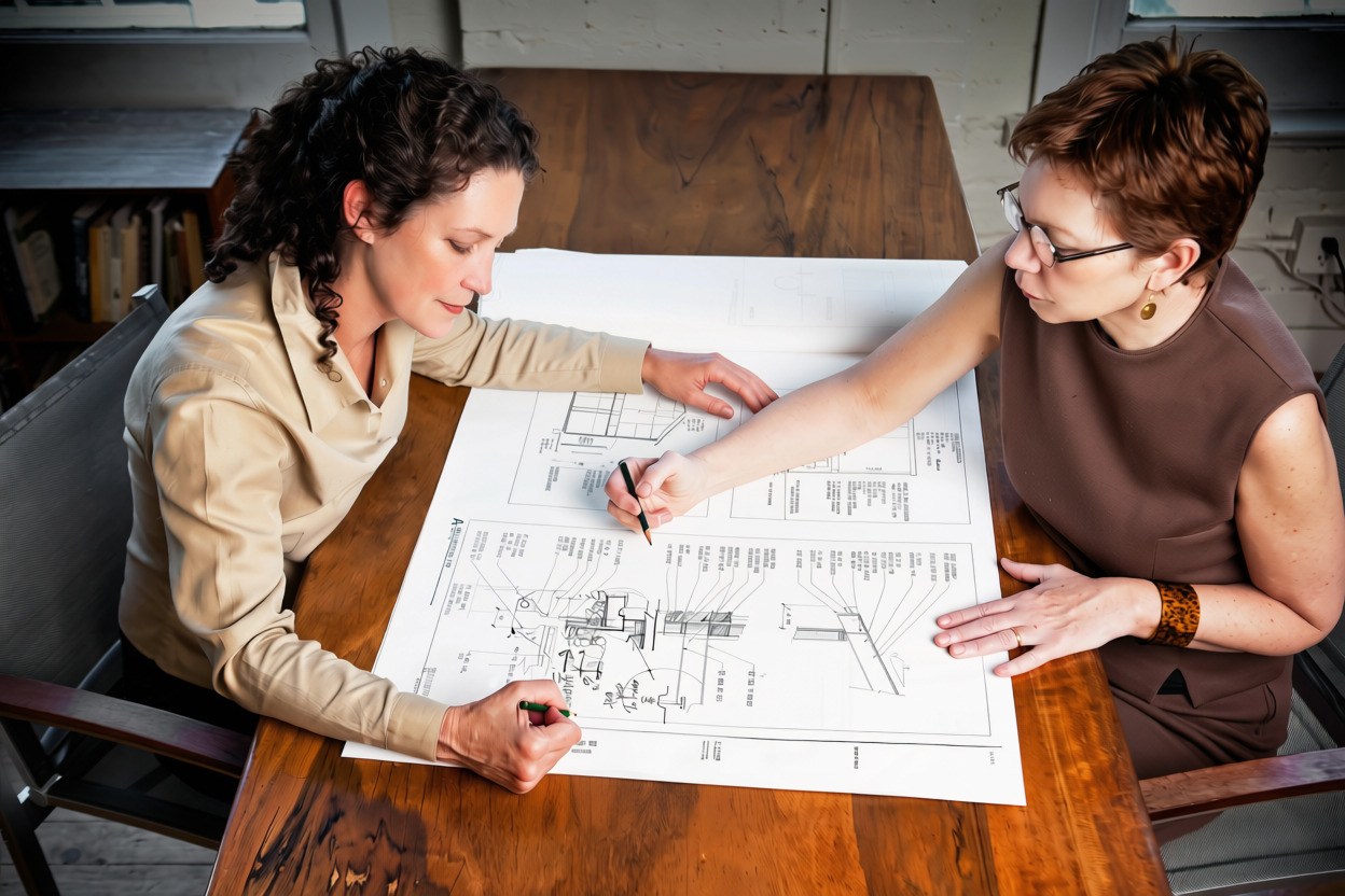 A senior engineering leader in conversation with a mid-career manager, illustrating succession planning inside an AEC practice.